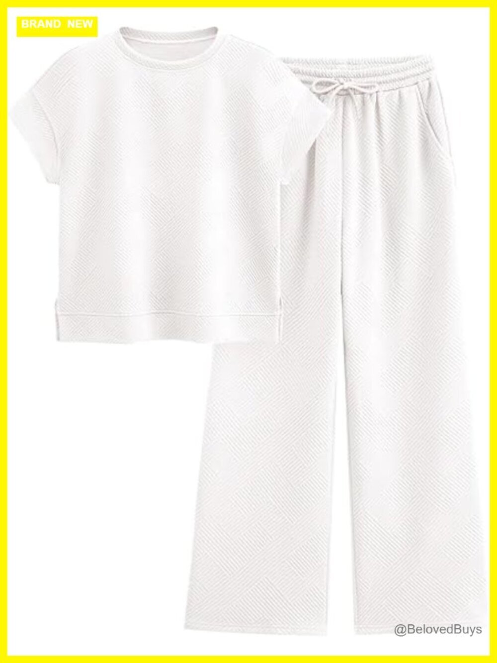 2 Piece Lounge Set Short Sleeve Top & Wide Leg Pants Casual Tracksuit